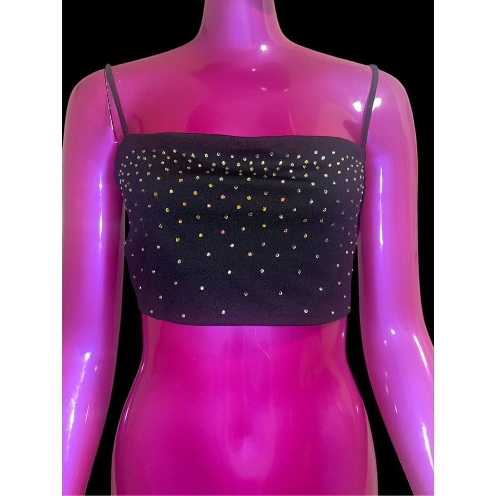 Vintage R&B Swarovski iridescent Crystal crop top